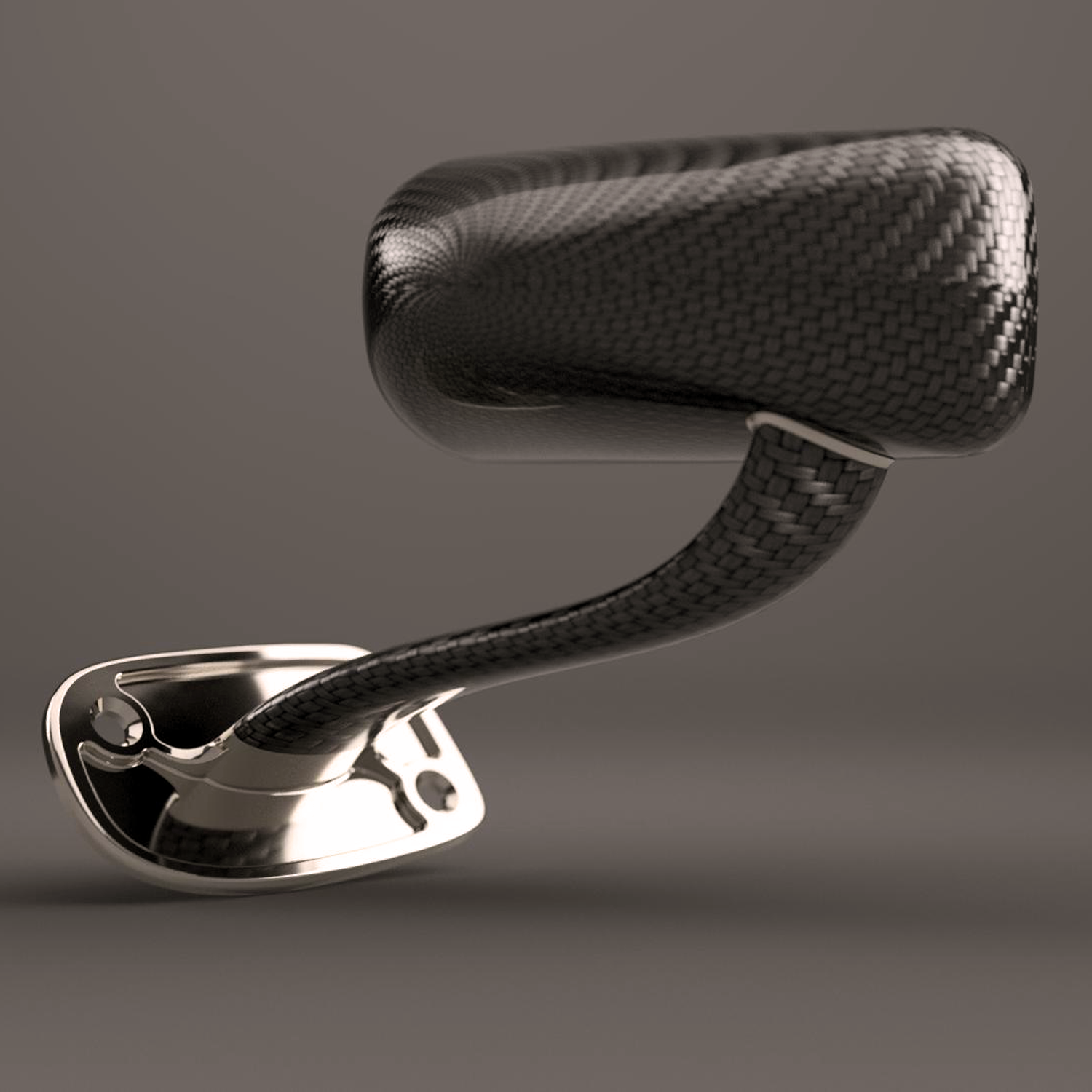 Custom motorsport mirror design showing composite component development and tooling workflow