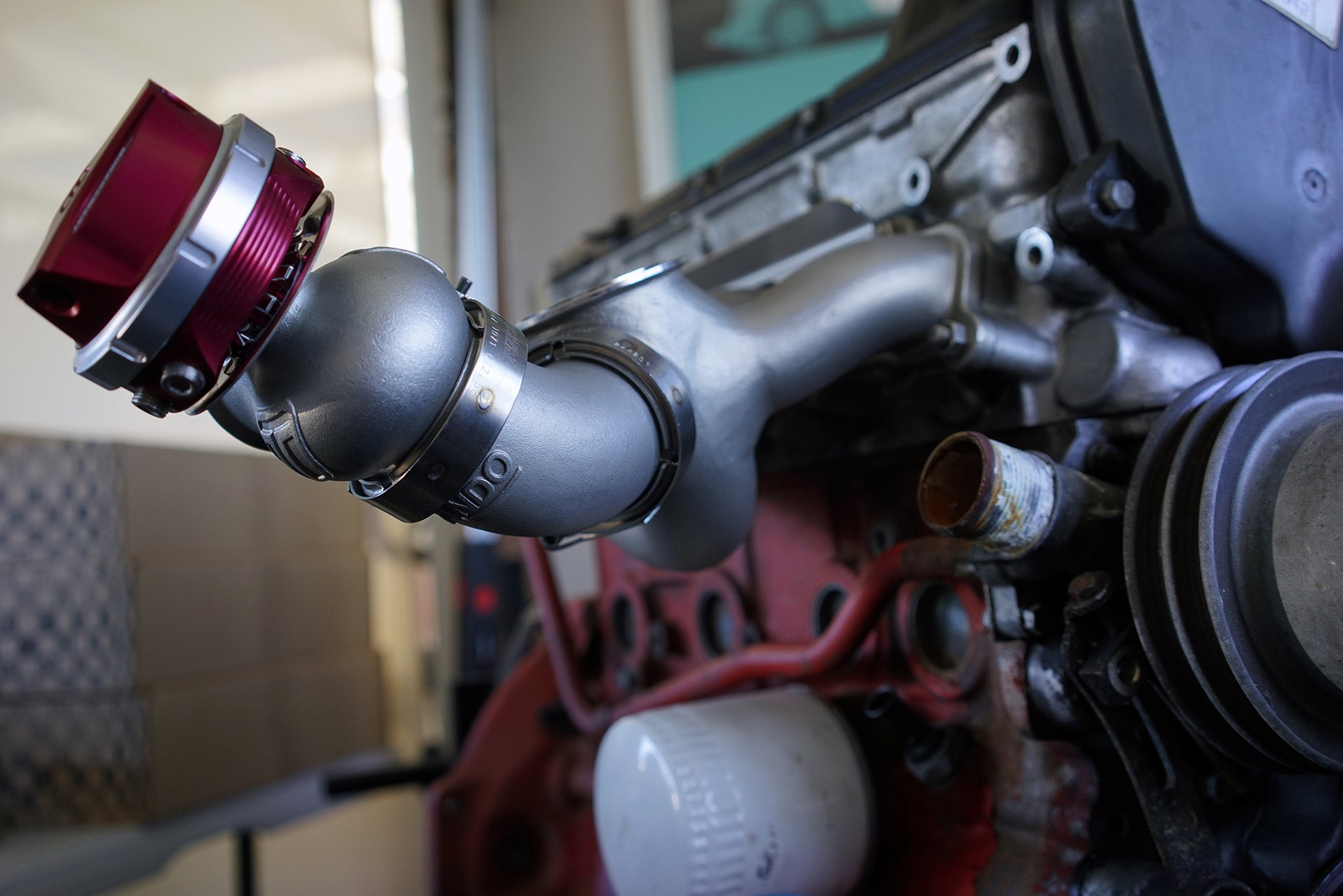 Ando Engineering wastegate relocation elbow positioning Turbosmart wastegate on turbo manifold